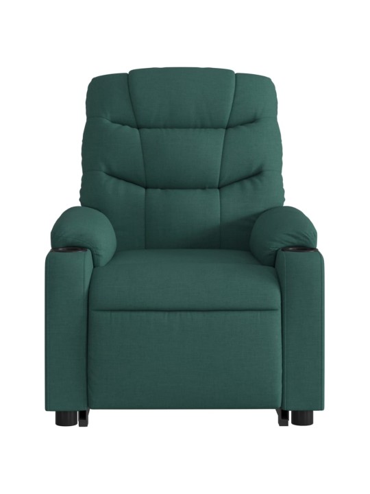 Elektrické zvedací masážní polohovací křeslo zelené textil