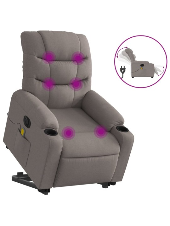 Elektrické zvedací masážní polohovací křeslo taupe textil
