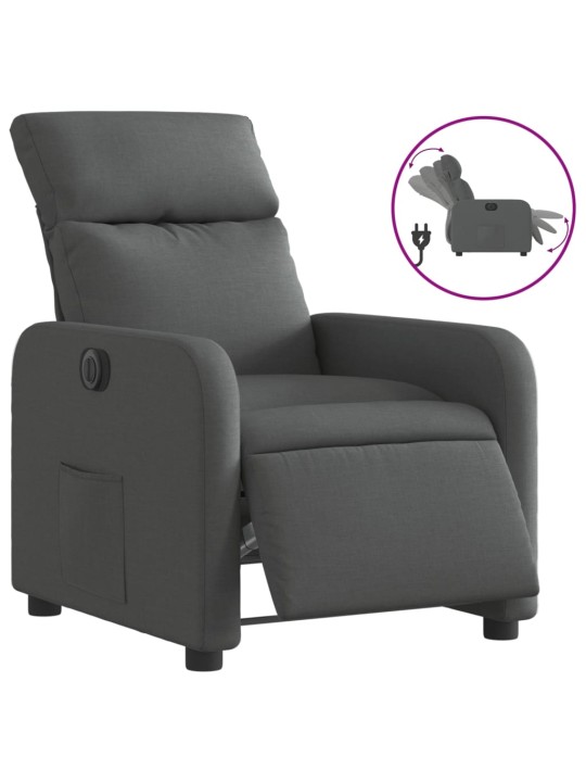 Elektrické polohovací křeslo tmavě šedé textil