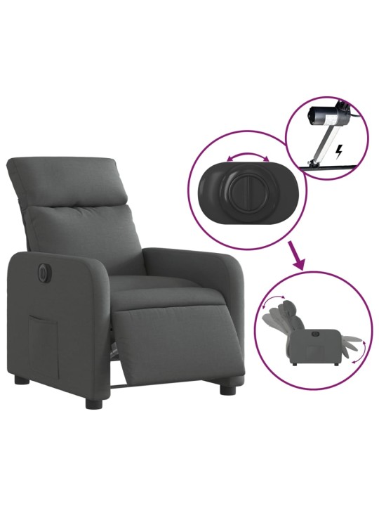 Elektrické polohovací křeslo tmavě šedé textil