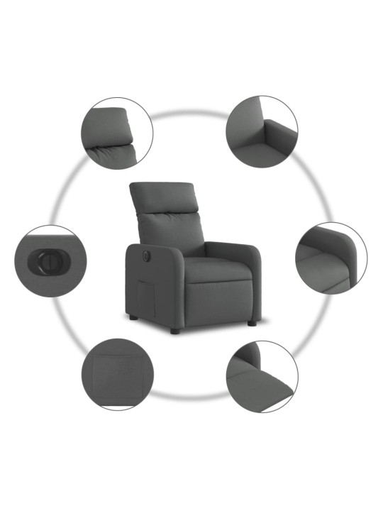 Elektrické polohovací křeslo tmavě šedé textil