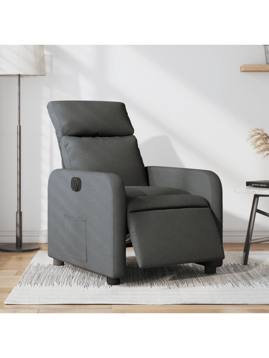 Elektrické polohovací křeslo tmavě šedé textil