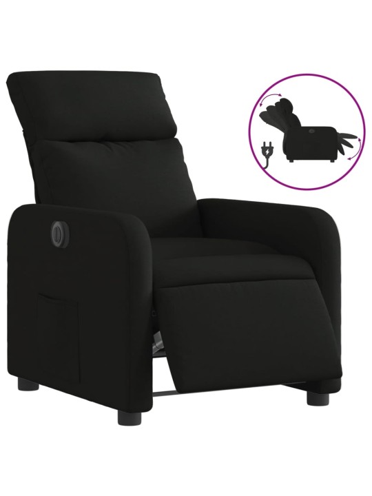 Elektrické polohovací křeslo černé textil