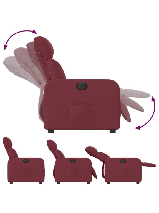Elektrické polohovací křeslo vínové textil