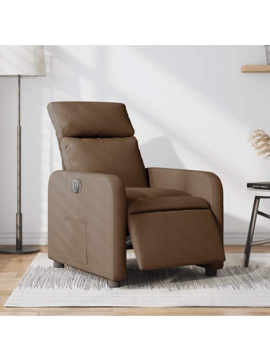 Elektrické polohovací křeslo hnědé textil