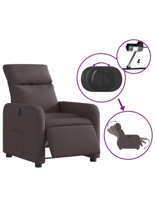 Elektrické polohovací křeslo tmavě hnědé textil
