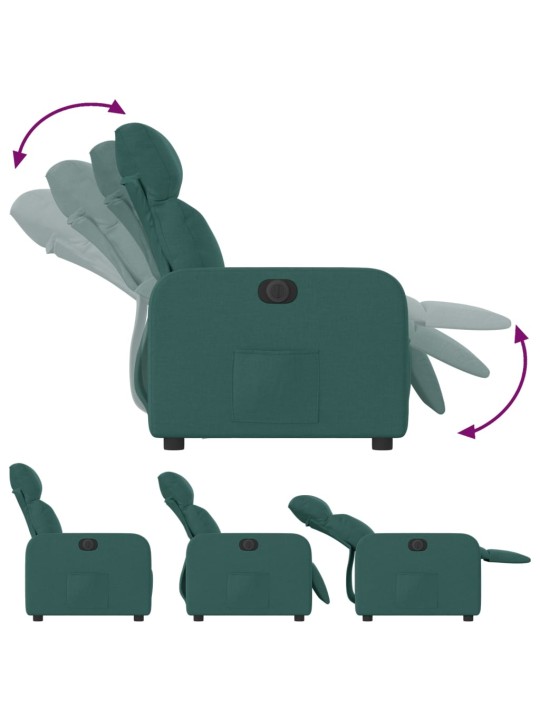 Elektrické polohovací křeslo tmavě zelené textil