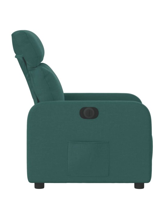 Elektrické polohovací křeslo tmavě zelené textil