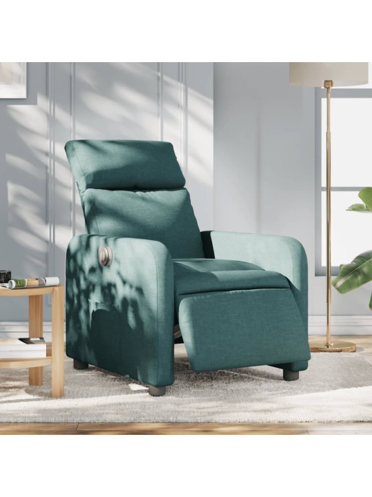 Elektrické polohovací křeslo tmavě zelené textil
