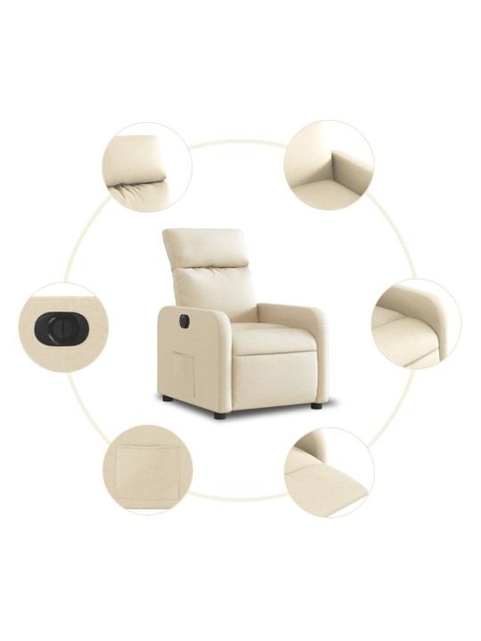 Elektrické polohovací křeslo krémové textil