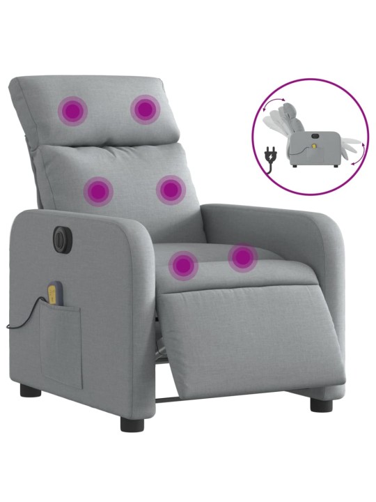 Elektrické masážní polohovací křeslo světle šedé textil