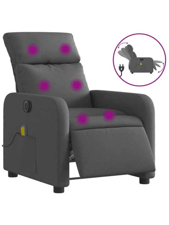 Elektrické masážní polohovací křeslo tmavě šedé textil
