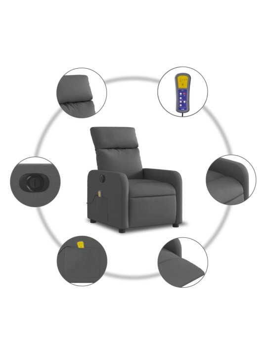 Elektrické masážní polohovací křeslo tmavě šedé textil