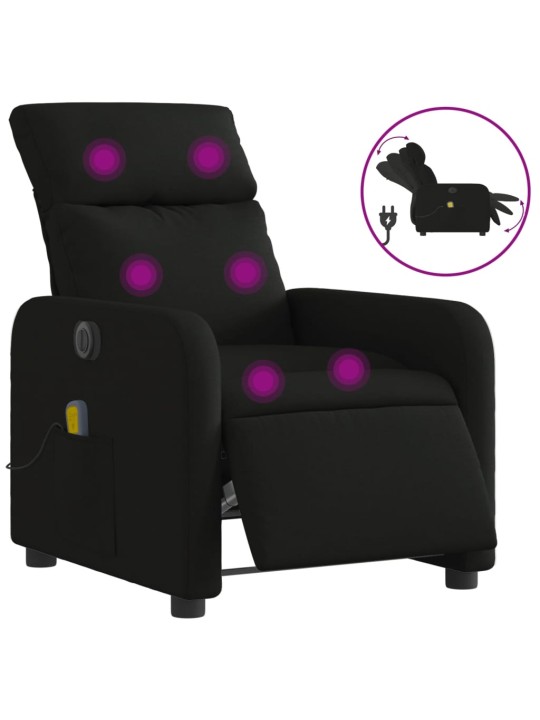 Elektrické masážní polohovací křeslo černé textil