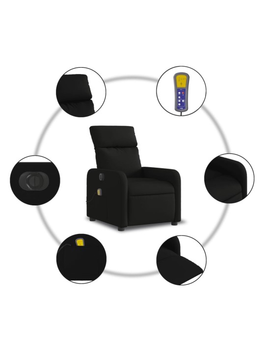 Elektrické masážní polohovací křeslo černé textil