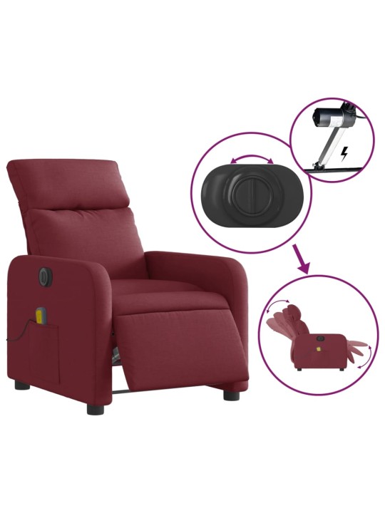 Elektrické masážní polohovací křeslo vínové textil