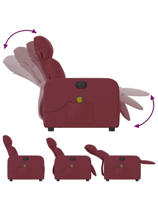 Elektrické masážní polohovací křeslo vínové textil