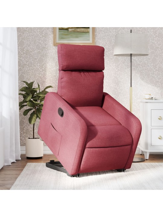 Zvedací polohovací křeslo vínové textil