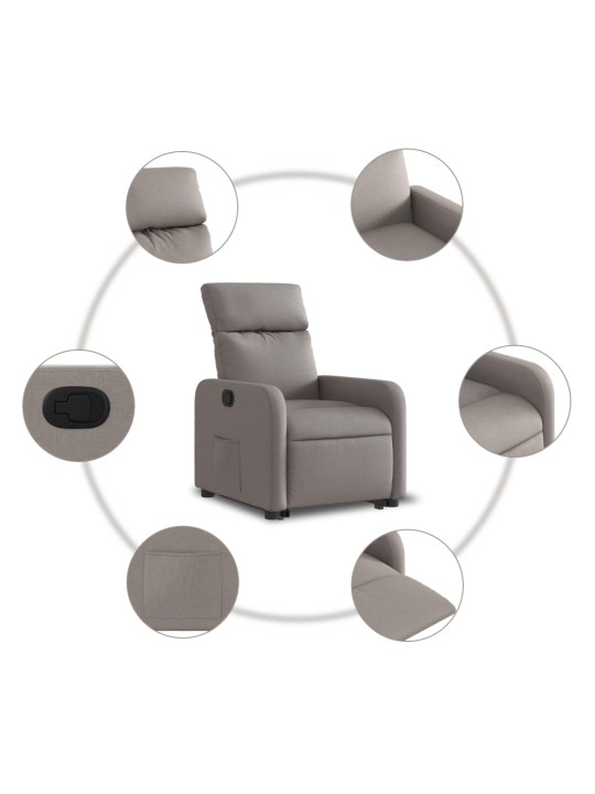 Zvedací polohovací křeslo taupe textil