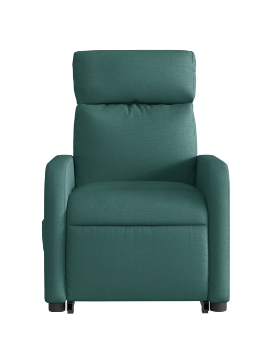 Zvedací masážní polohovací křeslo tmavě zelené textil