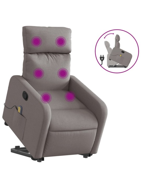 Zvedací masážní polohovací křeslo taupe textil