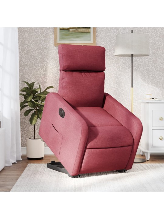 Elektrické zvedací polohovací křeslo vínové textil