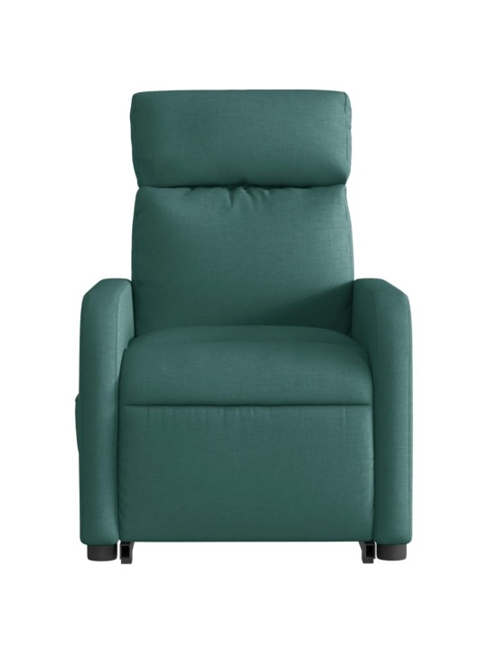 Elektrické zvedací polohovací křeslo tmavě zelené textil