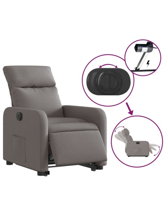 Elektrické zvedací polohovací křeslo taupe textil