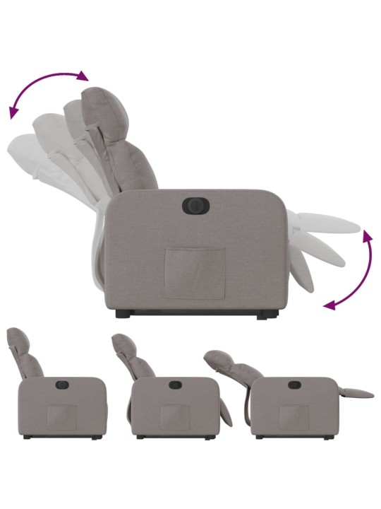 Elektrické zvedací polohovací křeslo taupe textil