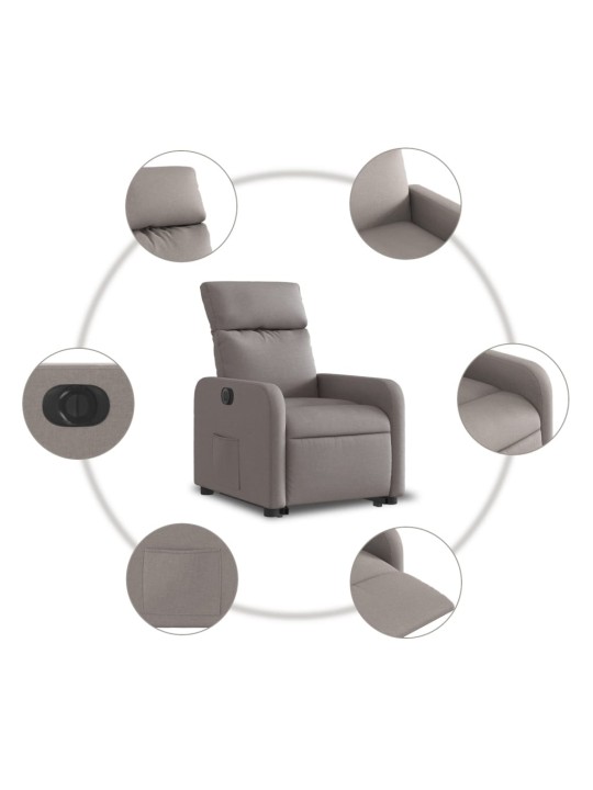 Elektrické zvedací polohovací křeslo taupe textil