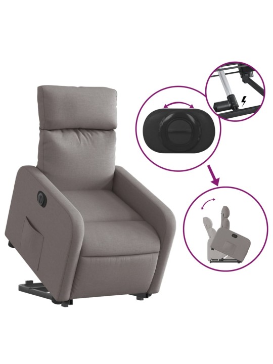Elektrické zvedací polohovací křeslo taupe textil