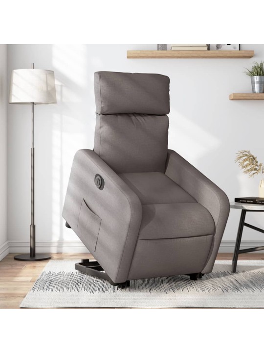 Elektrické zvedací polohovací křeslo taupe textil
