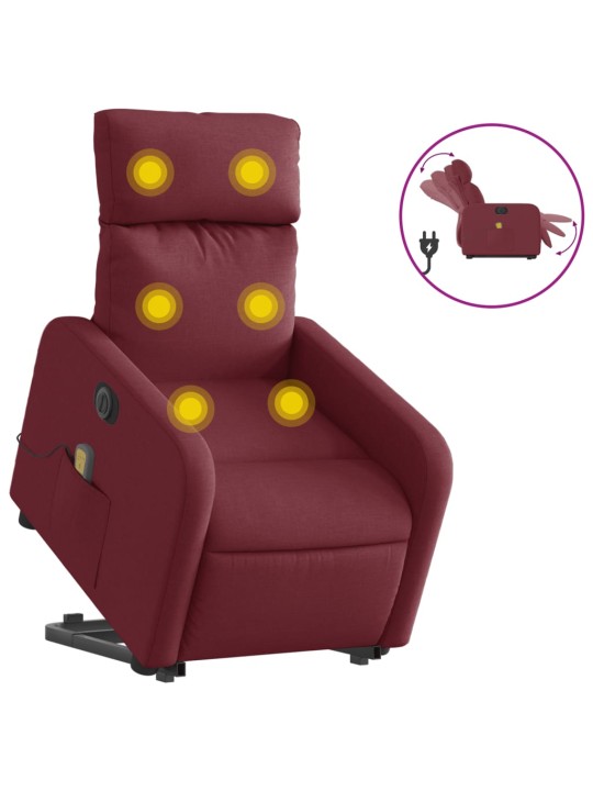 Elektrické zvedací masážní polohovací křeslo vínové textil