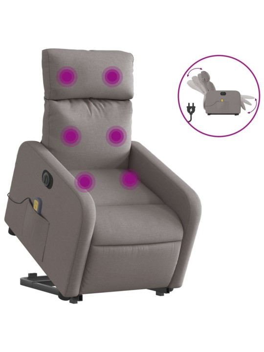 Elektrické zvedací masážní polohovací křeslo taupe textil
