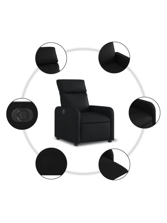 Elektrické polohovací křeslo černé umělá kůže