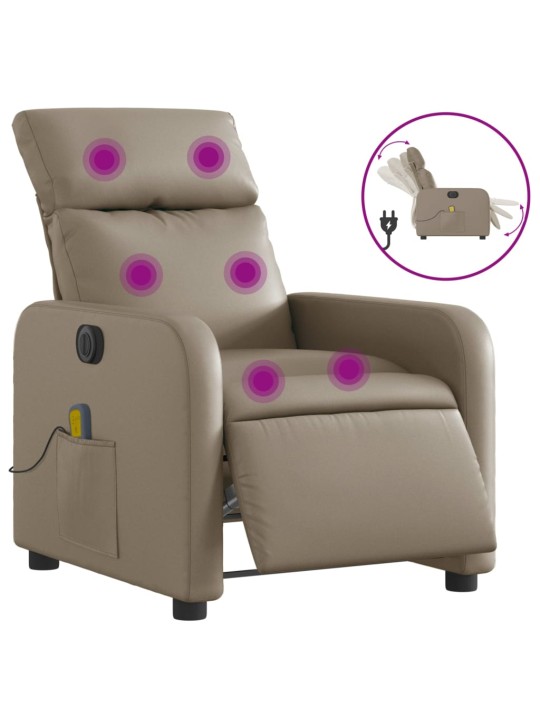 Elektrické masážní polohovací křeslo cappuccino umělá kůže
