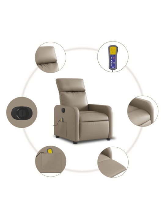 Elektrické masážní polohovací křeslo cappuccino umělá kůže