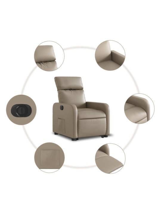 Elektrické zvedací polohovací křeslo cappuccino umělá kůže