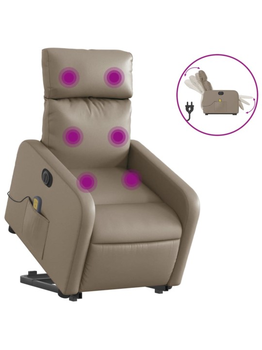 Elektrické zvedací masážní polohovací křeslo cappuccino koženka