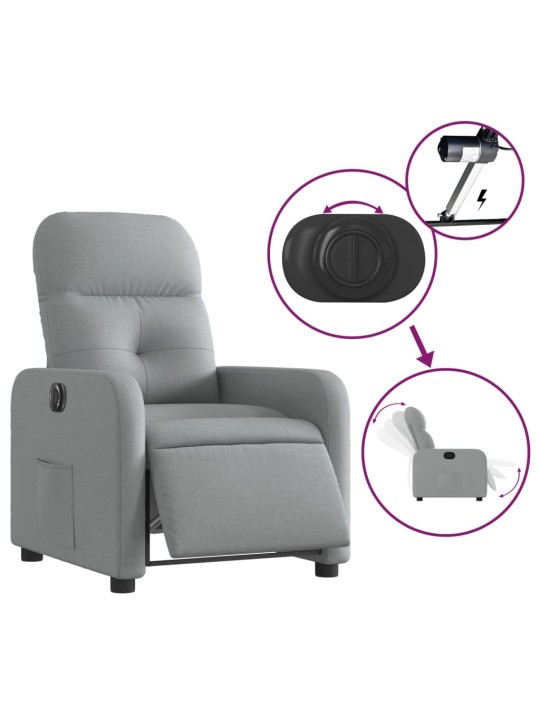 Elektrické polohovací křeslo světle šedé textil