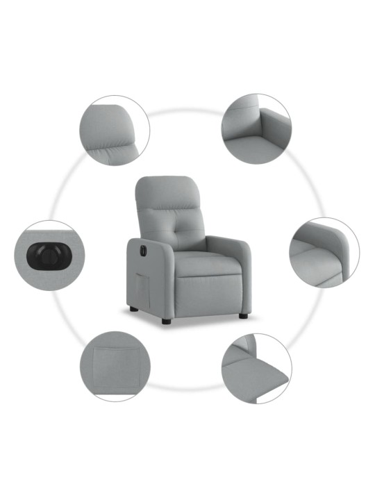 Elektrické polohovací křeslo světle šedé textil