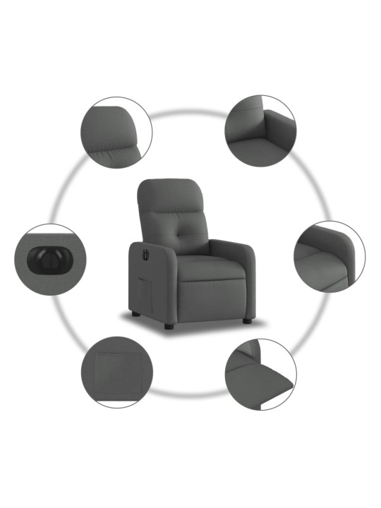 Elektrické polohovací křeslo tmavě šedé textil