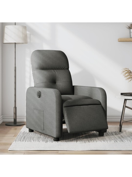 Elektrické polohovací křeslo tmavě šedé textil