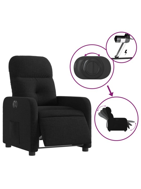 Elektrické polohovací křeslo černé textil