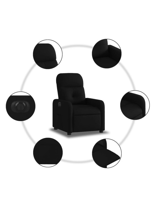 Elektrické polohovací křeslo černé textil