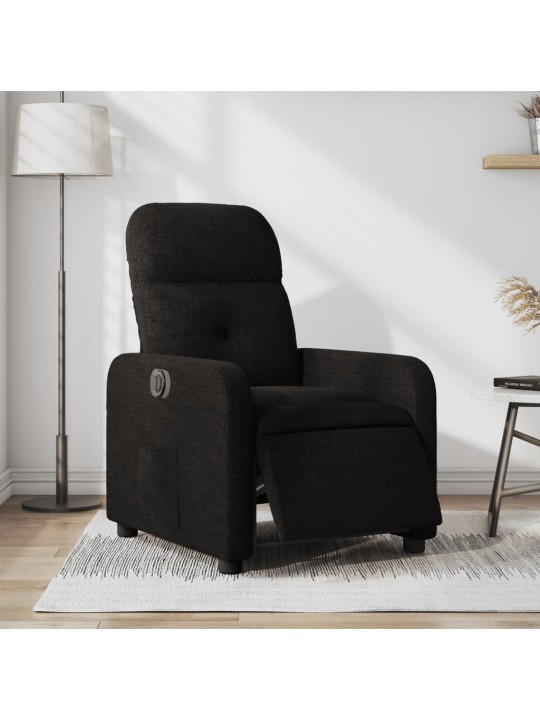 Elektrické polohovací křeslo černé textil