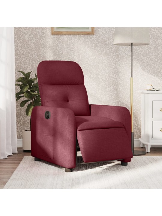 Elektrické polohovací křeslo vínové textil
