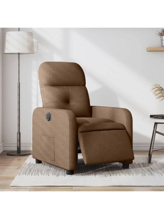 Elektrické polohovací křeslo hnědé textil