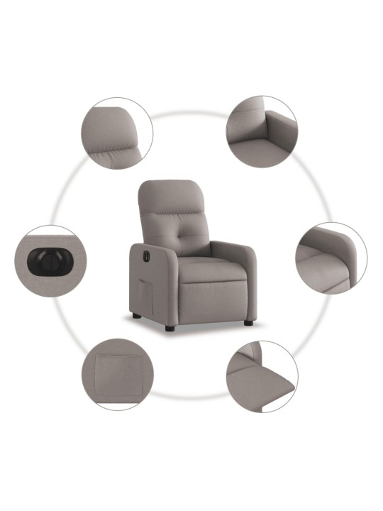 Elektrické polohovací křeslo taupe textil