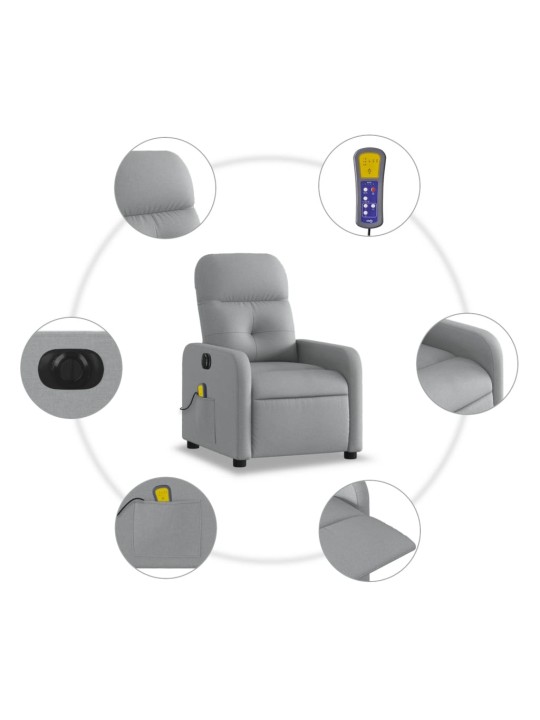 Elektrické masážní polohovací křeslo světle šedé textil